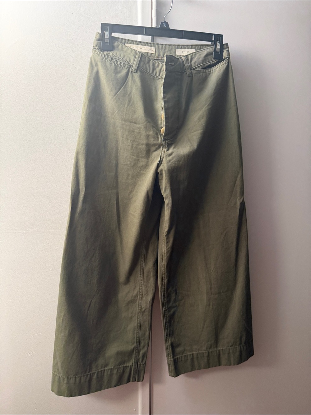 Pilcro and the Letterpress Olive Green Cropped Wide-Leg Pants